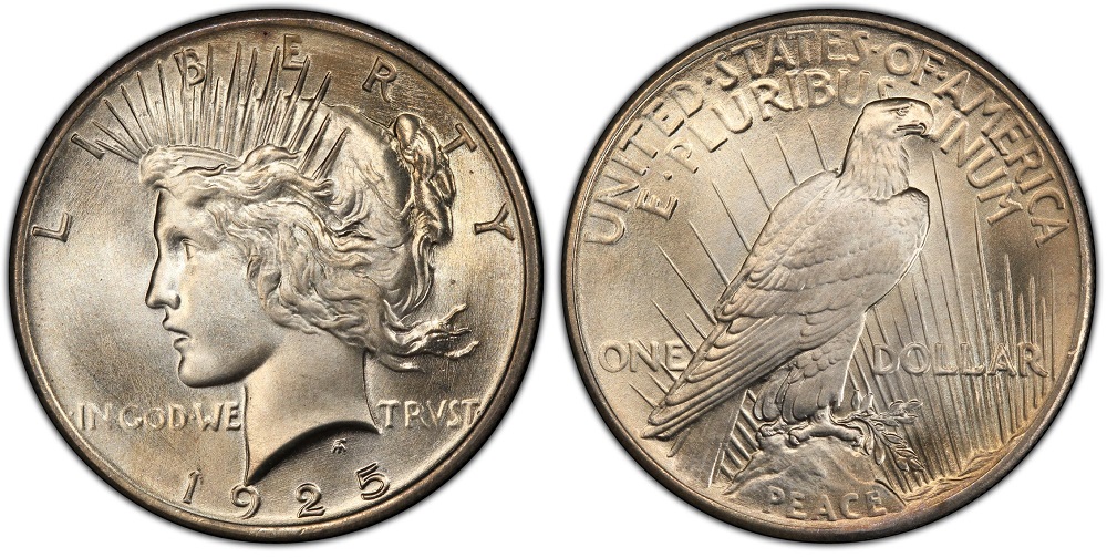 1925 Peace Silver Dollar obverse and reverse showing Liberty portrait and eagle design